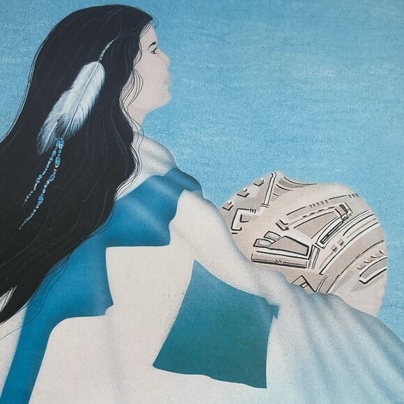 Native American Theme Wall Art Woman Framed Picture Signed Diana Martin - Picture 3 of 8